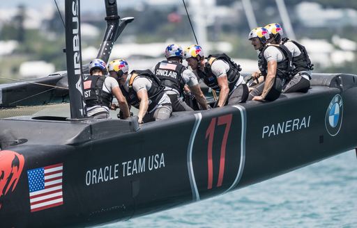 close up of ORACLE TEAM USA competing in the 35th America's Cup Match in Bermuda