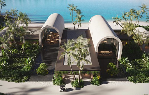 Overview rendering of the exterior of the Zamani Islands restaurant