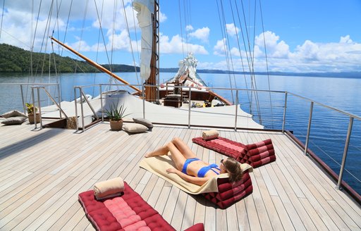 The sundeck of luxury yacht LAMIMA