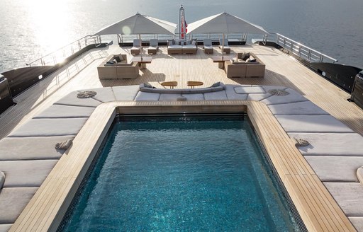 Superyacht LUNA's on deck swimming pool
