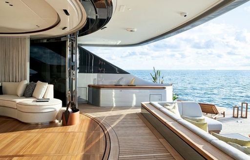 Overview of the aft deck onboard charter yacht TOSUN