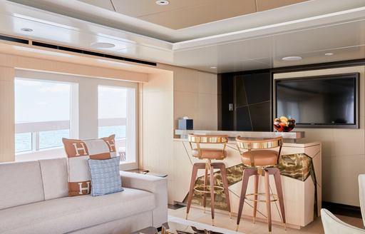 interior onboard luxury charter yacht