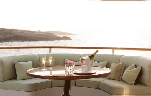 Outdoor seating onboard charter yacht 'St David'