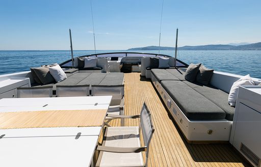 Large sunning area on deck of Mondo Marine motor yacht TALILA