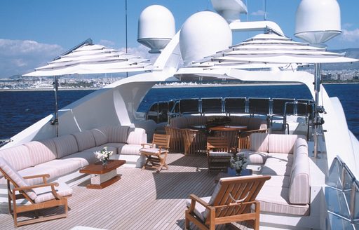 chaise loungers and sofas on board motor yacht ALEXANDRA