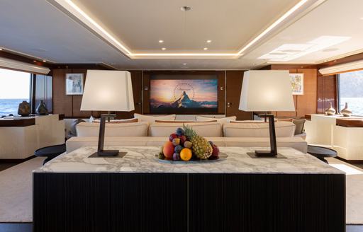 Sky lounge onboard charter yacht Galene