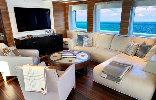 Main salon onboard charter yacht W