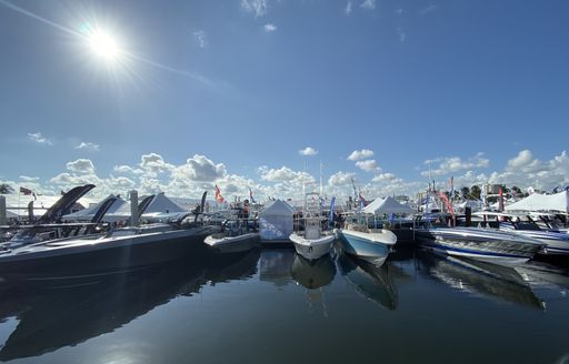 Yachts moored in Fort Lauderdale Boat Show