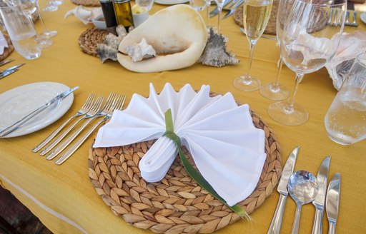 Beautiful tablescaping at the Thanda Island resort in the Indian ocean