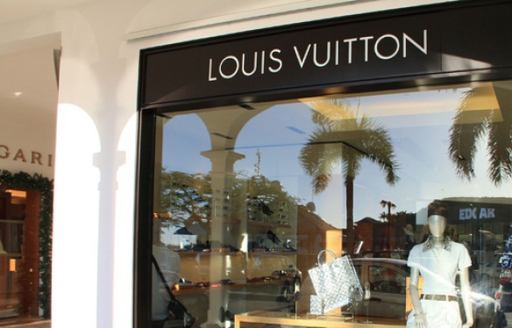 Designer store fronts in Gustavia on St Barts Island in the Caribbean