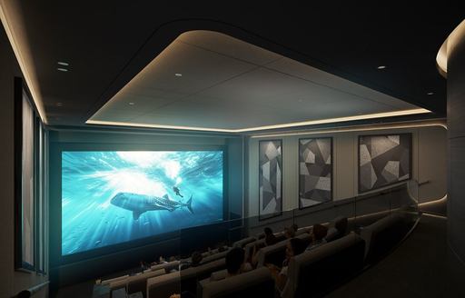 Cinema rendering onboard superyacht charter REV OCEAN