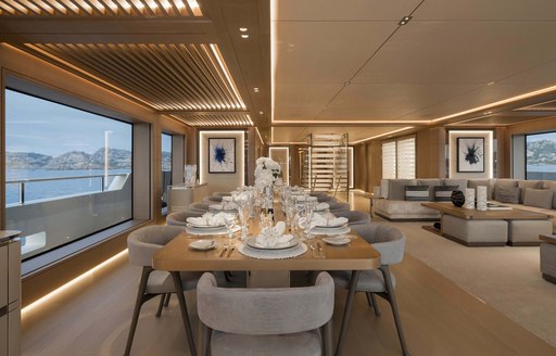 Charter yacht LASATA interior dining area