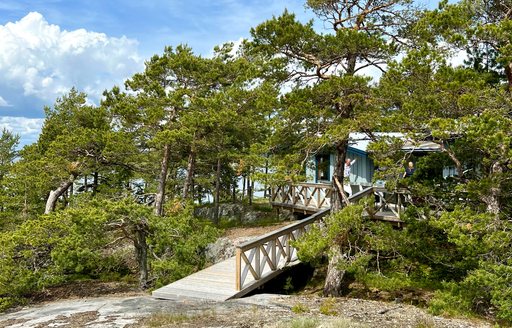 Charming bridge on Torrharyn Island in the Finnish archipelago