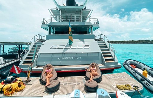 View of aft of superyacht OCULUS