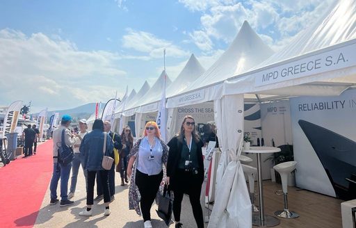 Show-goers at the Mediterranean Yacht Show 2023 in Greece