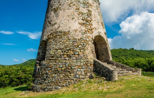 Ruins of a historic sugar mill plantation windmill
