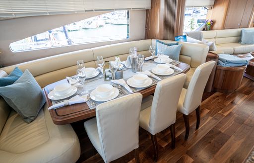 Formal dining onboard charter yacht CHESS