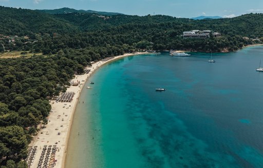 Greece Sporades Skiathos - Koukounaries Beach aerial view