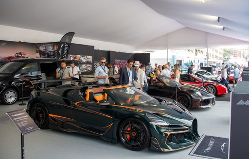 Car display at Monaco Yacht Show
