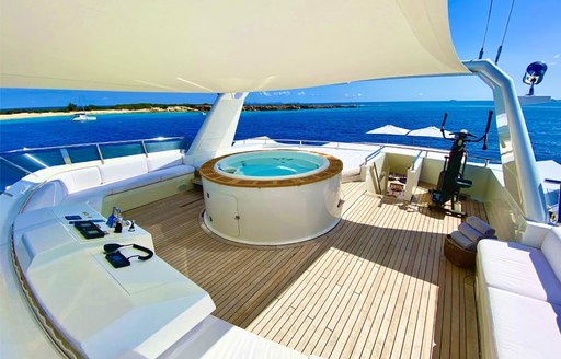 Jacuzzi and teak sundeck on superyacht LIONSHARE