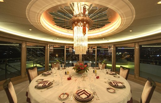 Formal dining onboard MY Amaryllis