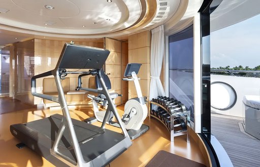 Gym on board charter yacht LADY JJ