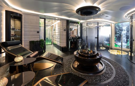 Overview of the spa onboard charter yacht KISMET