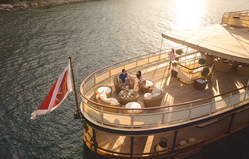 Charter yacht SEAGULL II aerial aft view