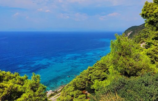 Pefkoulia beach Lefkada cliff greenery