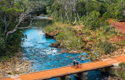 New Caledonia - Blue River Provincial Park bridge cycling