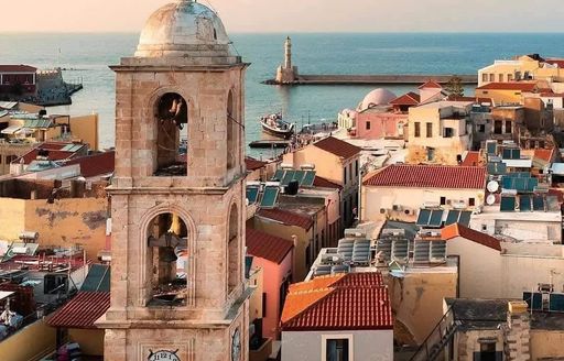 Old Venetian Port of Chania Crete aerial view