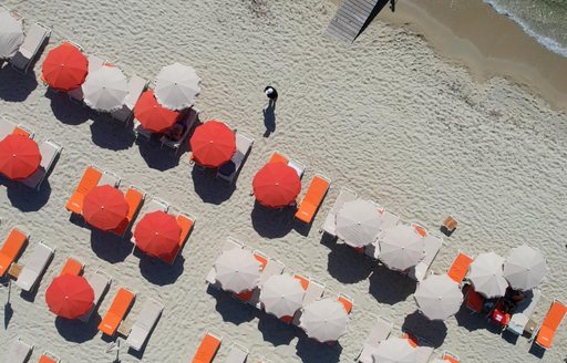 St Tropez - Tahiti Beach beach loungers aerial view