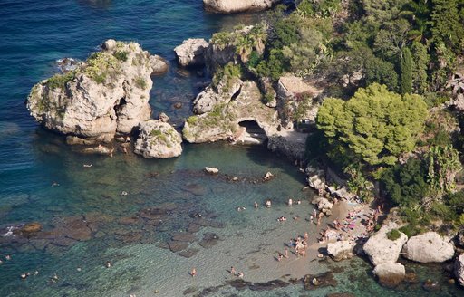 Sicily - Isola Bella coast aerial view
