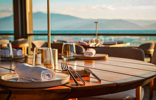 Valaora Nafplio dining area, mountains