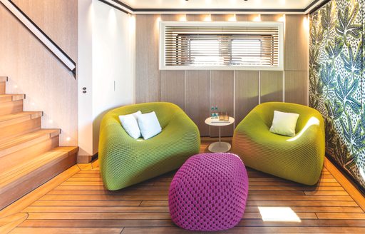 beautiful exotic and vibrant colored interior onboard superyacht RIO