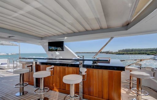 The sundeck bar belonging to superyacht DREW