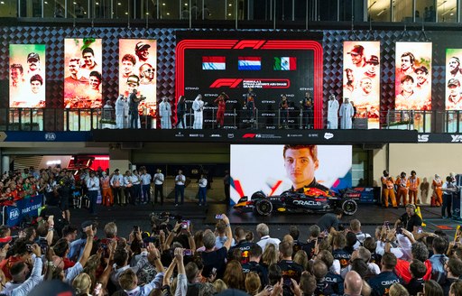 Overview of a podium ceremony at Yas Marina Circuit