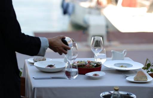 Athens - Varoulko Seaside dining area marina view