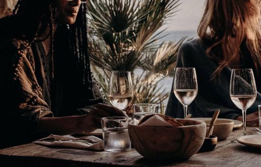 Visitors at Scorpios Bodrum drinking wine