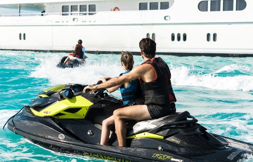 Jet skis on board charter yacht TITANIA