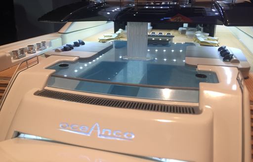The aft deck pool section on the model of Oceanco superyacht concept AMARA