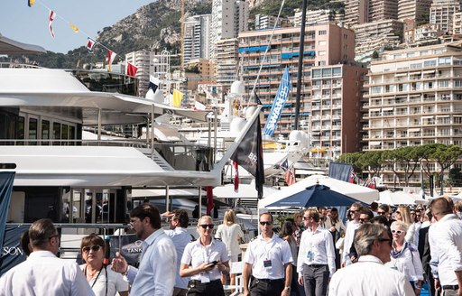 busy boardwalks at the Monaco Yacht Show 2017