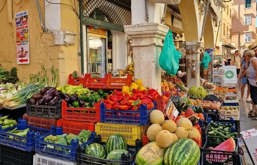 Old Town of Corfu produce street vendor