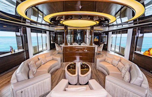 Main salon on board charter yacht BABA'S