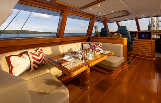 Sailing yacht charter HYPERION interior seating area