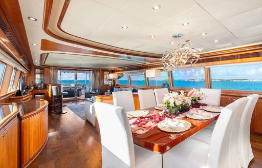 Charter yacht MAMBO interior dining area