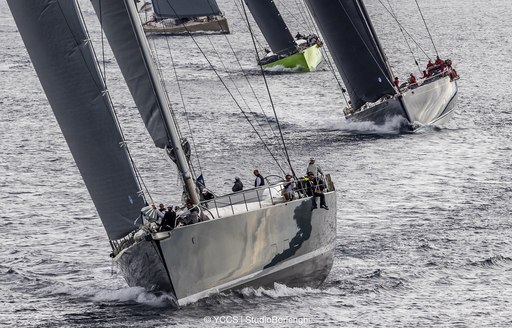 yachts cut through the water at the Loro Piana Superyacht Regatta 2018 in Porto Cervo 