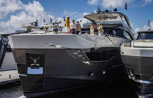 Close up of a yacht bow at FLIBS