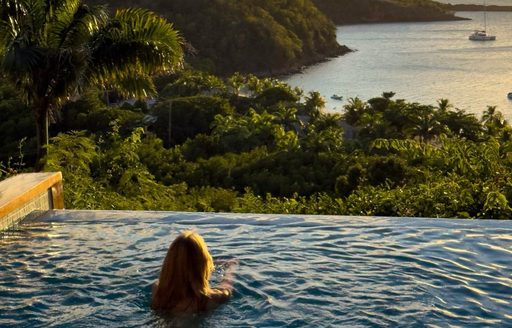 Antigua - Hermitage Bay pool swimming sunset