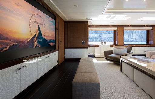 beautiful cinema room onboard superyacht charter GALENE